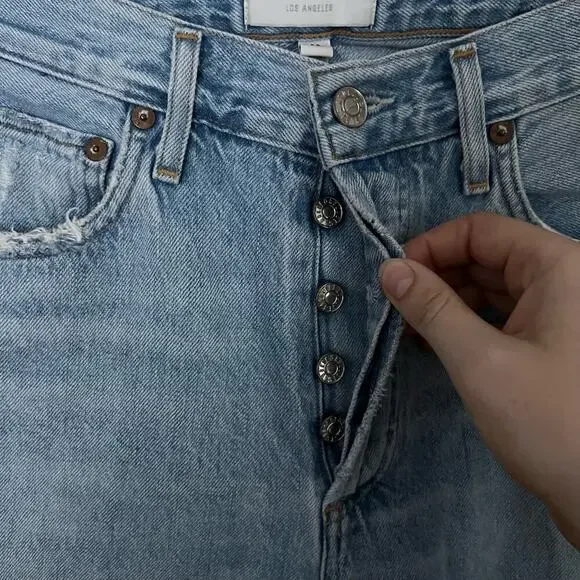 AGOLDE Riley High Rise Straight Crop Light Wash Size 26 casual ankle button fly - Picture 5 of 8